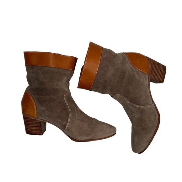 Sebago Dark Taupe Suede Sides w/Tan Leather ‘Nell’ Ankle Boots Sz 9.5 - Picture 9 of 13